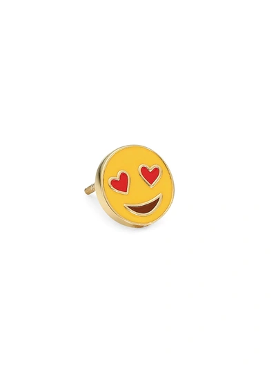 Judith Leiber Women's 14k Goldplated Sterling Silver & Enamel In Love Emoji Single Stud Earring In Gold Mutli