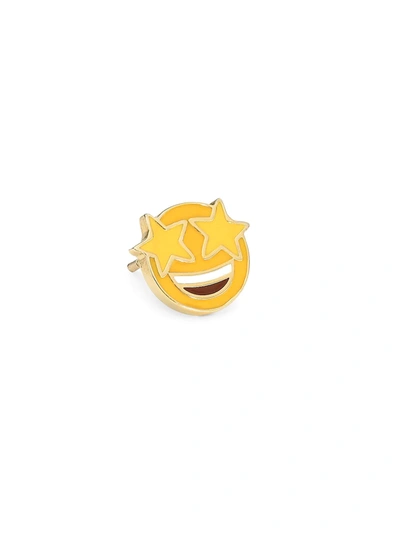 Judith Leiber 14k Goldplated Sterling Silver Starry Eyed Emoji Single Stud Earring In Gold Mutli