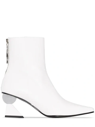 Yuul Yie Amoeba Glam Heel Boots In White Smooth Leather