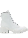 Kenzo 50mm Pike Logo Lace-up Leather Boots In White