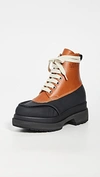 Mm6 Maison Margiela Hiking Boots In Black And Brown Leather In Bran/black