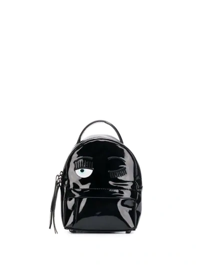 Chiara Ferragni Flirting Embroidery Backpack In Black