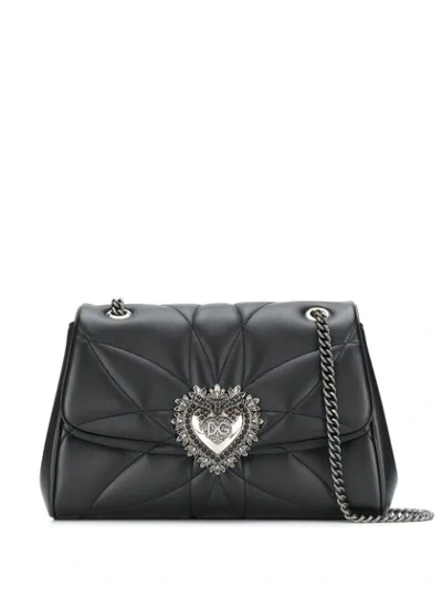 Dolce & Gabbana Large Devotion Shoulder Bag In Quilted Nappa Leather In Black