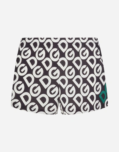 Dolce & Gabbana Jersey Boxers With Dg Logo Print In Multicolor