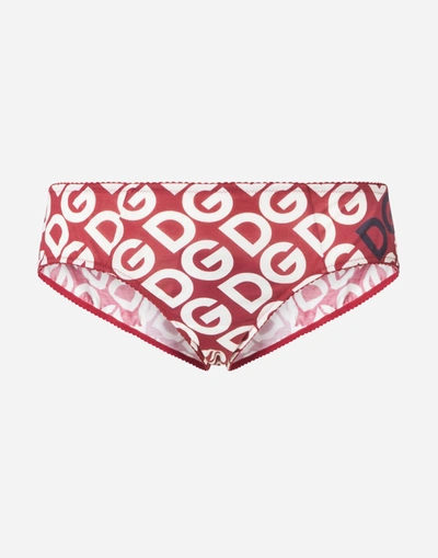 Dolce & Gabbana Jersey Briefs With Dg Logo Print In Multicolor