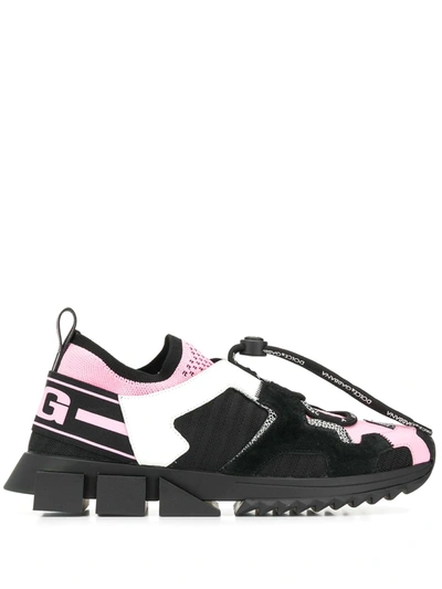 Dolce & Gabbana Sorrento Stretch-knit, Leather And Suede Sneakers In Pink