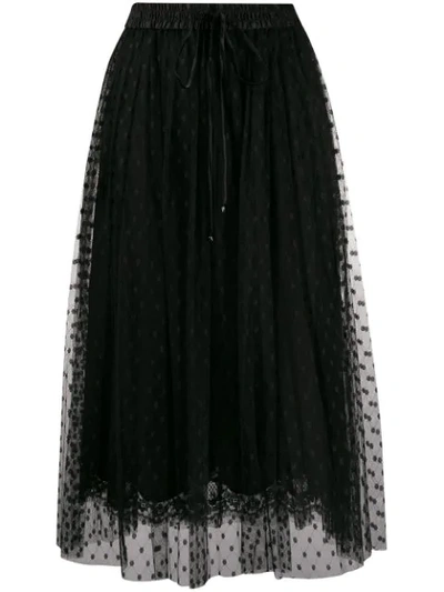 Dolce & Gabbana Patterned Tulle Midi Skirt In Black