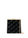 Stella Mccartney Mini Frame Monogram Velvet Clutch In Black