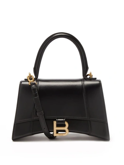 Balenciaga Hourg Top Hand Hand Bag In Black Leather