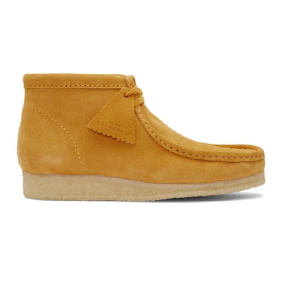 Clarks Originals Yellow Suede Wallabee Boots In Burnt Yellow
