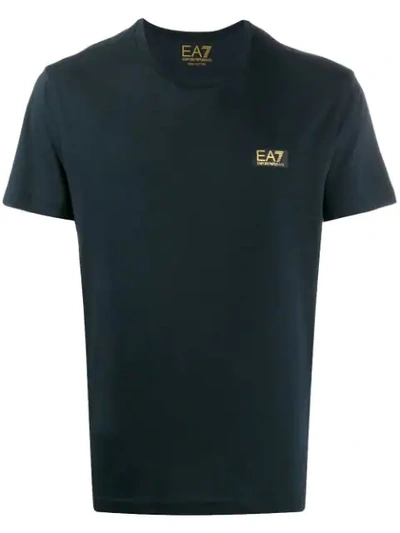 Ea7 Short Sleeved Cotton T-shirt In Blue