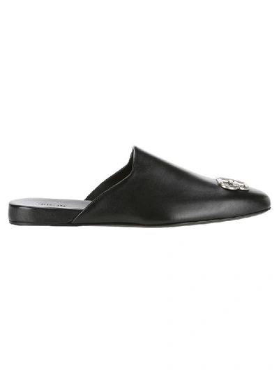 Balenciaga Cosy Bb Slippers In Black + Silver