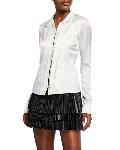 Alexis Ottile Button-front Pintuck Blouse In White