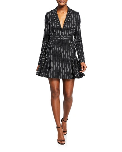 Alexis Kaedan Striped A-line Belted Mini Dress In Black Pattern