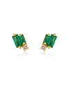 Suzanne Kalan Yellow Gold, Diamond And Emerald Classic Stud Earrings In Green