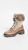 Rag & Bone Shiloh Lace-up Lamb Fur-lined Leather Combat Boots In Warm Grey
