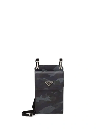 Prada Camouflage Saffiano Cellphone Case In Black