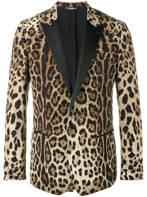 Dolce & Gabbana Leopard-print Peak-lapel Martini Evening Jacket, Brown ...
