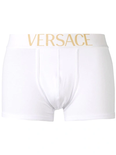Versace Logo Boxer Briefs In White