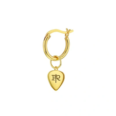 True Rocks 18 Carat Gold Plated Plectrum Earring On Gold Hoop