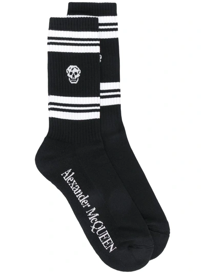 Alexander Mcqueen Skull Knitted Socks In Black