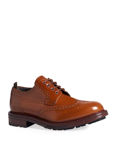 Dunhill Men's Country Brogue Lug-sole Derby Shoes In Tan