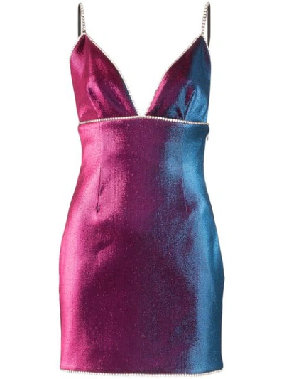 Area Crystal Trimmed Structured Slip Dress In Ultraviolet