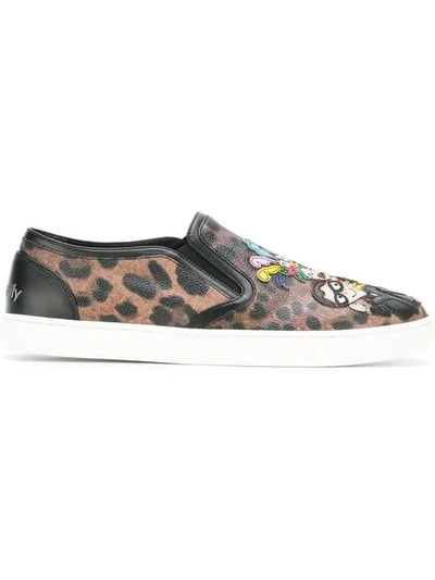 Dolce & Gabbana Designers Patch Leopard Printed Sneakers