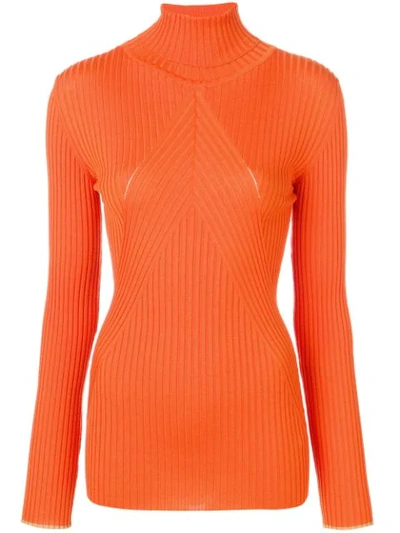 Victoria Beckham Gerippter Rollkragenpullover In Bright Orange