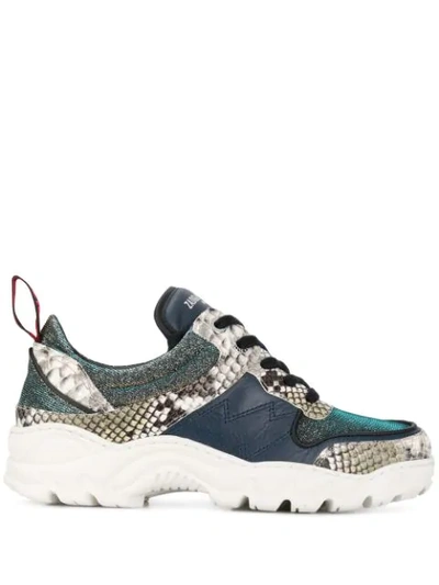 Zadig & Voltaire Blaze Contrast Print Trainers In Silver