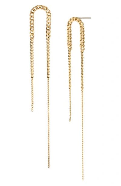 Allsaints Delicate Chain Linear Earrings In Gold