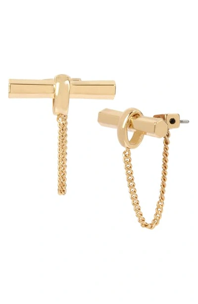 Allsaints Toggle Bar Stud Earrings In Gold