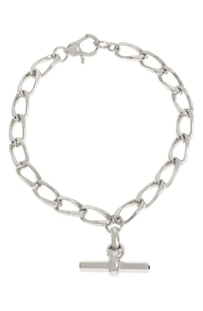Allsaints Bar Charm Link Bracelet In Silver