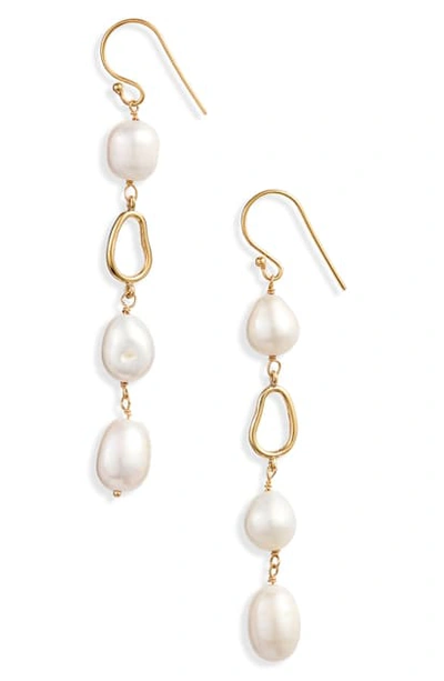 Argento Vivo Cultured Freshwater Pearl Linear Drop Earrings In 18k Gold-plated Sterling Silver