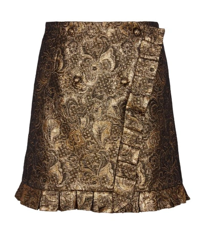 Sandro Goldena Ruffled Brocade Mini Skirt