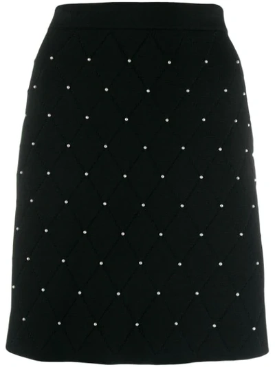 Sandro Pearls Bead-embellished Knit Mini Skirt In Black