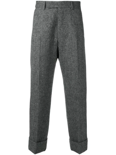 Thom Browne Solid Tweed Trouser In Grey