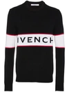 Givenchy Logo Stripe Wool Sweater In Black