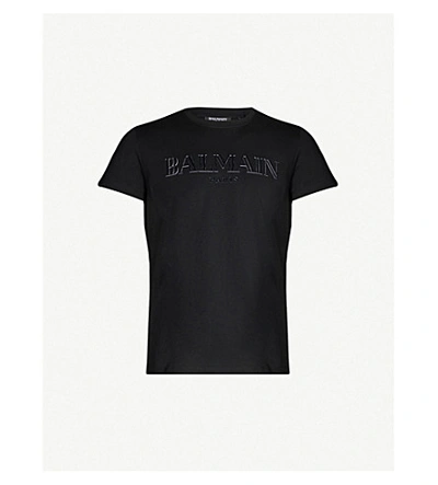Balmain Logo-appliqué Cotton-jersey T-shirt In Black