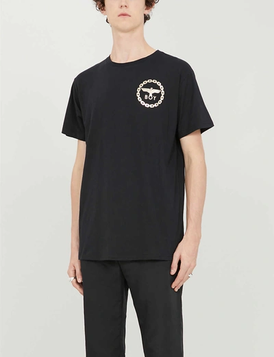 Boy London Graphic-print Cotton-jersey T-shirt In Black/gold