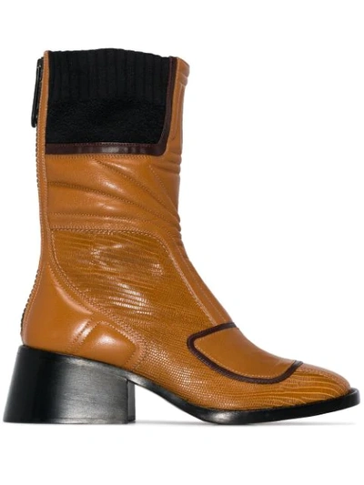Chloé Women's Bell Square-toe Block-heel Boots In Brown