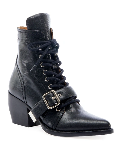 Chloé Women's Rylee Pointed-toe Block-heel Booties In Black