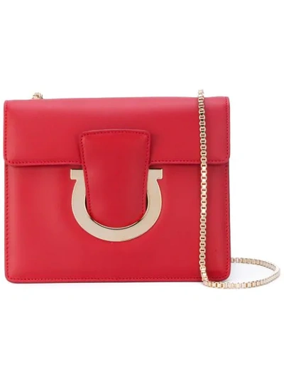 Ferragamo Small Thalia Leather Shoulder Bag - Red In Lipstick/gold