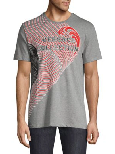 Versace Wave Graphic T-shirt In Grey