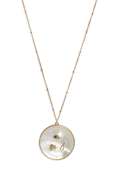 Argento Vivo Mother-of-pearl Pendant Necklace In Gold