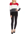 Vince Camuto Colorblocked Waffled Sweater In Tulip Red