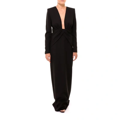 Saint Laurent Long Dress With Silk Lining In Black