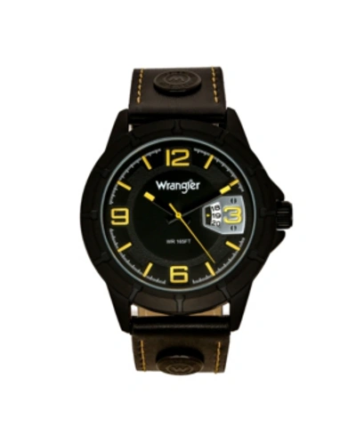 Wrangler Men's Black Polyurethane Strap Watch, 48mm