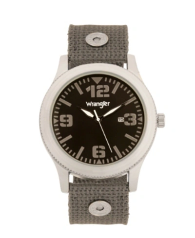Wrangler Men's Watch, 57mm Silver Colored Case With Black Dial, Black Arabic Numerals With White Hands, Green In Grey
