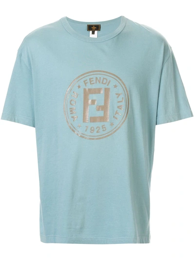 Pre-owned Fendi 2000s Logo Print T-shirt In Blue